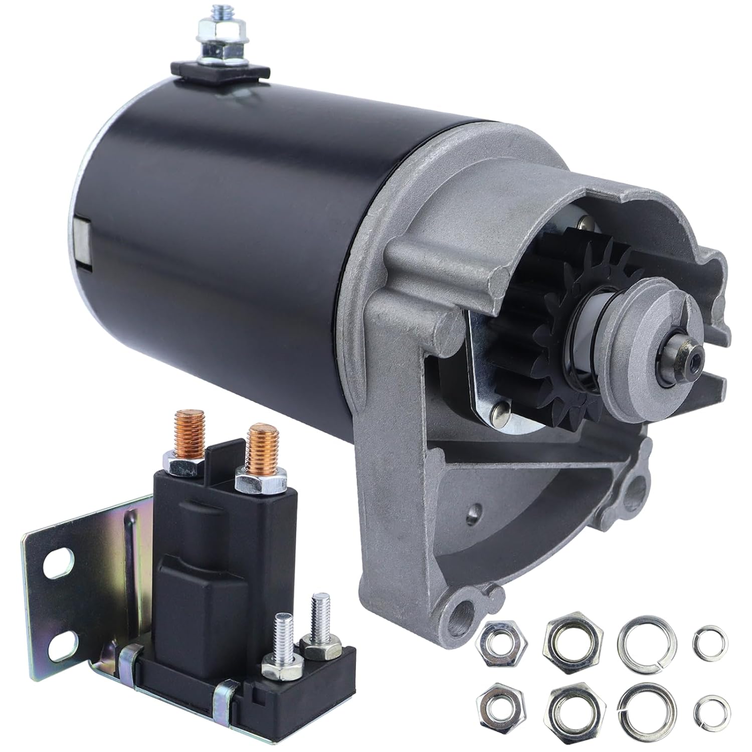 Starter Motor & Solenoid Relay for BS Engine for John Deere 116 116H, AM38984 AM39287 393017 399928 394674 394808 497596 498148 495100