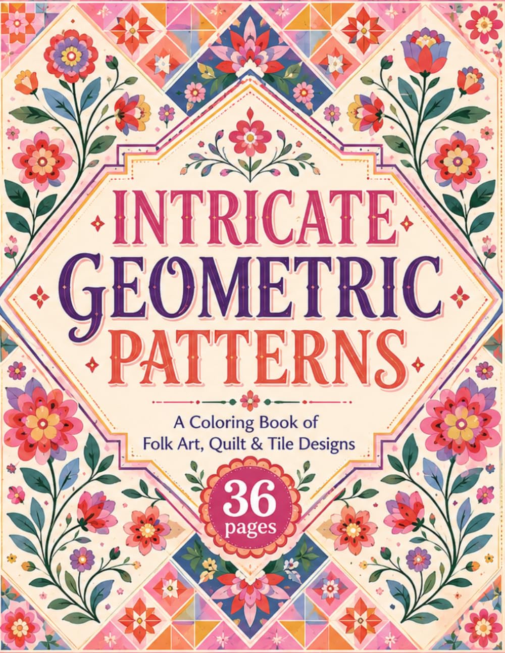 Intricate Geometric Patterns: A Coloring Book of Folk Art, Quilt & Tile Designs