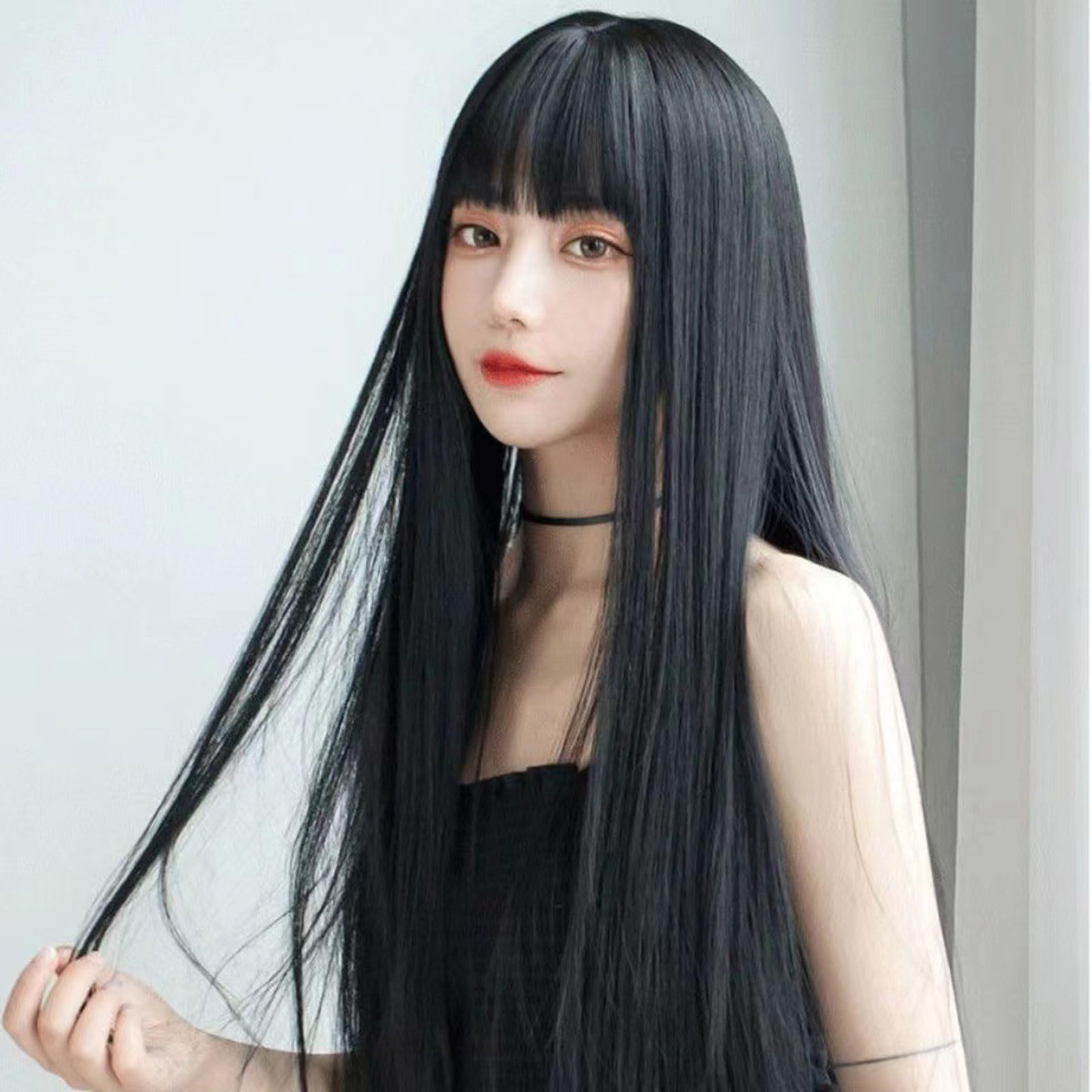 Amazon.co.jp: Gonweil ウィッグ ロング 黒 ストレート フルウィッグ