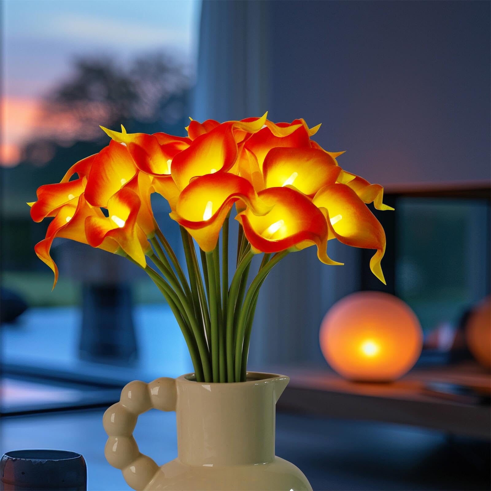 Amazon｜HOMESEASONS LED カラーリリーランプ、20 本物のタッチの造花