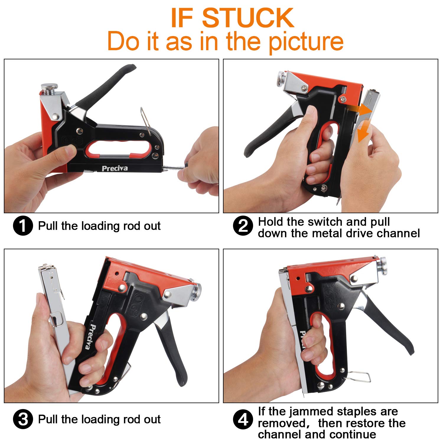 Staple Gun Kit, Preciva 3in1 Heavy Duty Stapler Gun Kit, Hand Steel