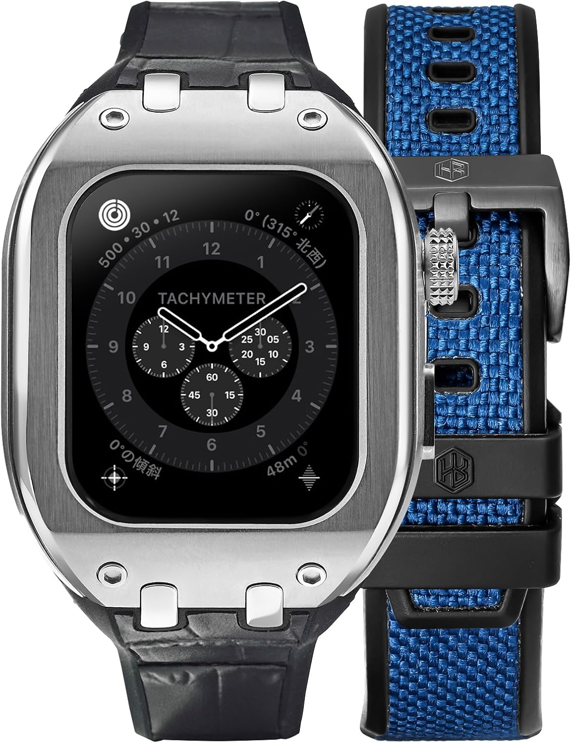 HUMBLE RICH WBB0289001-SET-014 Classic Apple Watch Case 41mm Series 9/8/7 Compatible with Recycled Stainless Steel Case Black Band Unisex