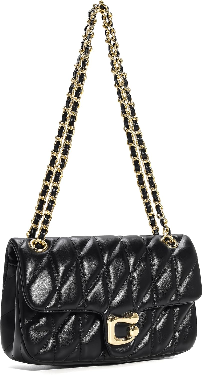 Quilted Crossbody Purse for Women Trendy - Ladies Shoulder Bag Leather Handbag Designer Evening Clutch with Chain Strap - Image 7