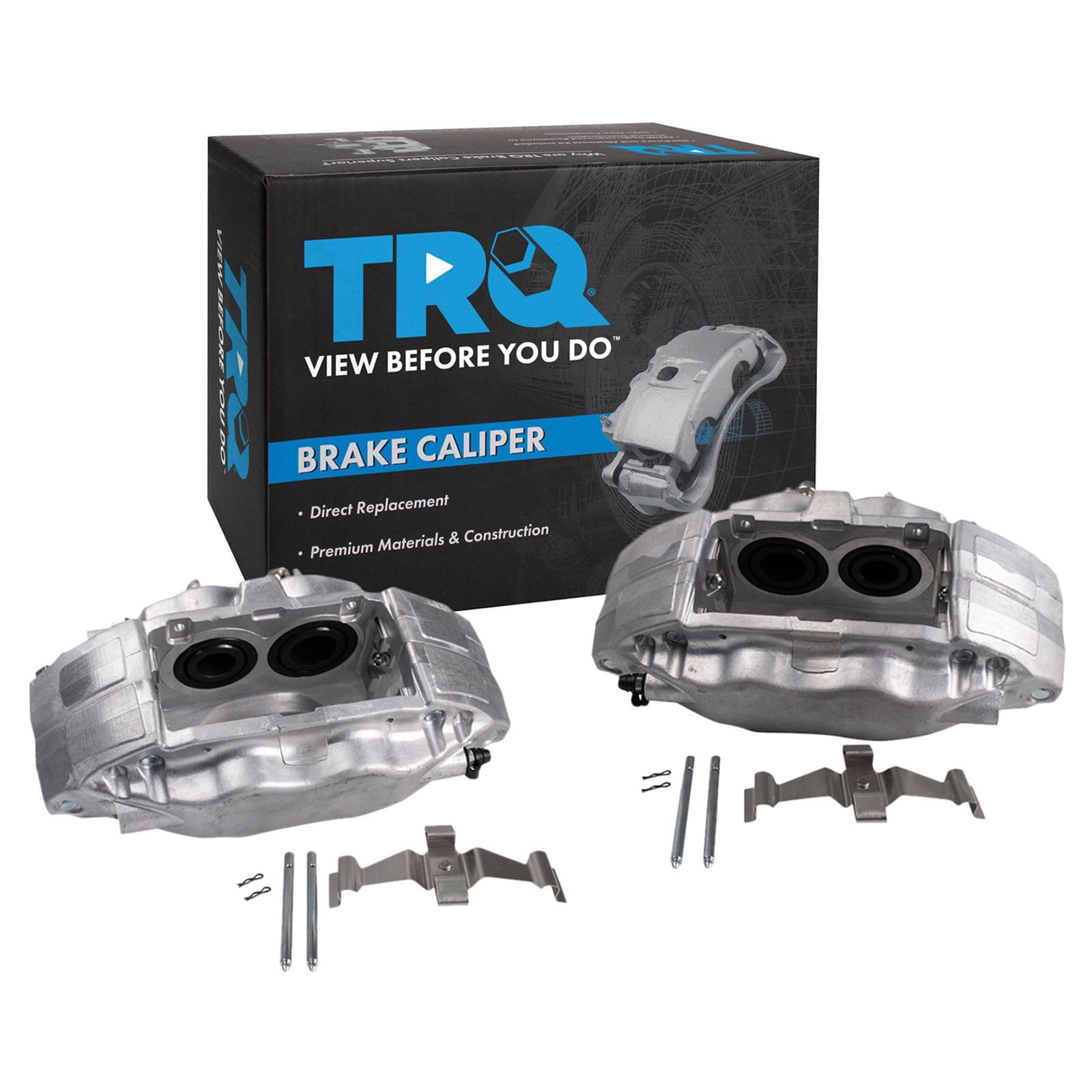 TRQ Front Brake Caliper Set Caliper Brackets Hardware