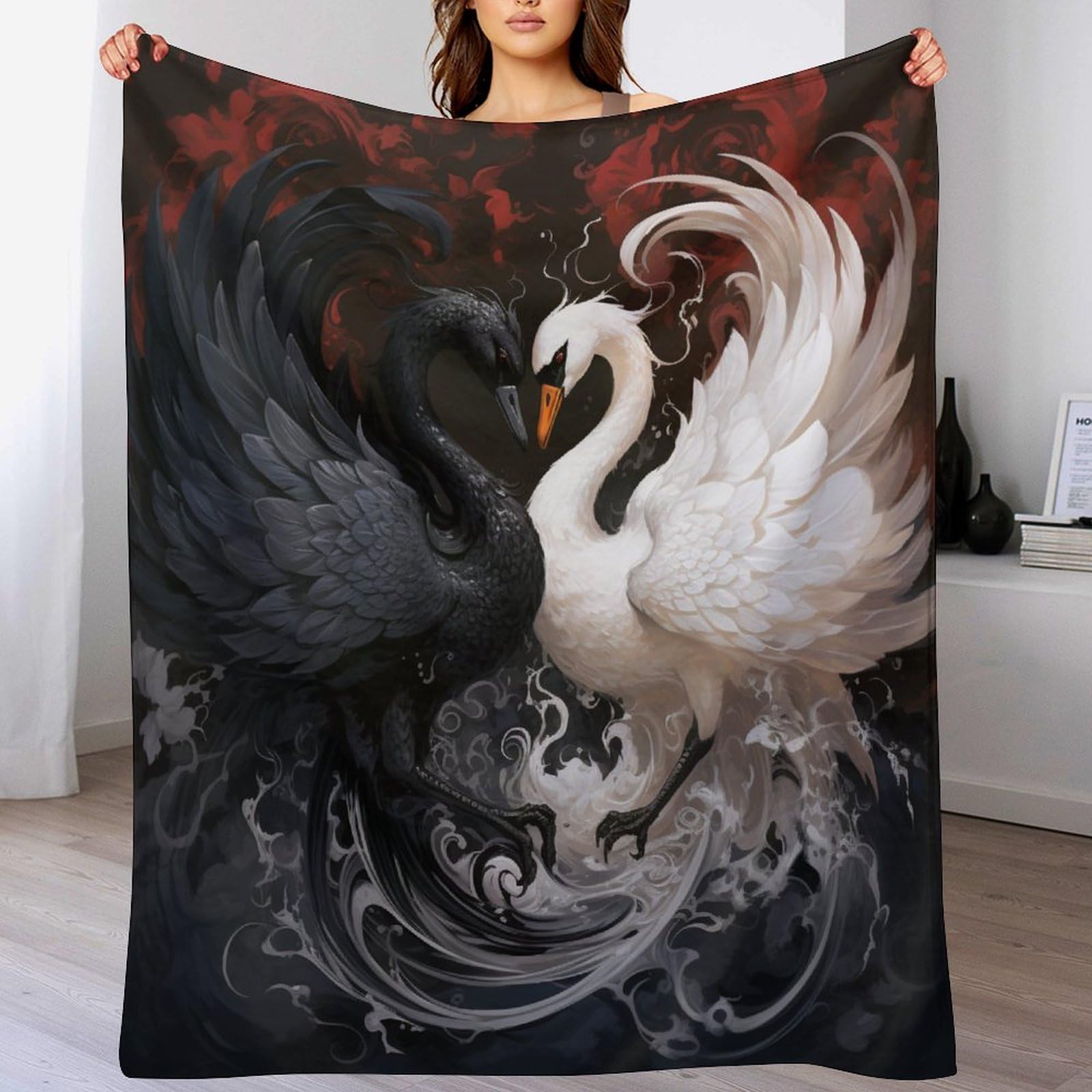 Couverture polaire cygne pour le voyage en plein air et les soirées canapé