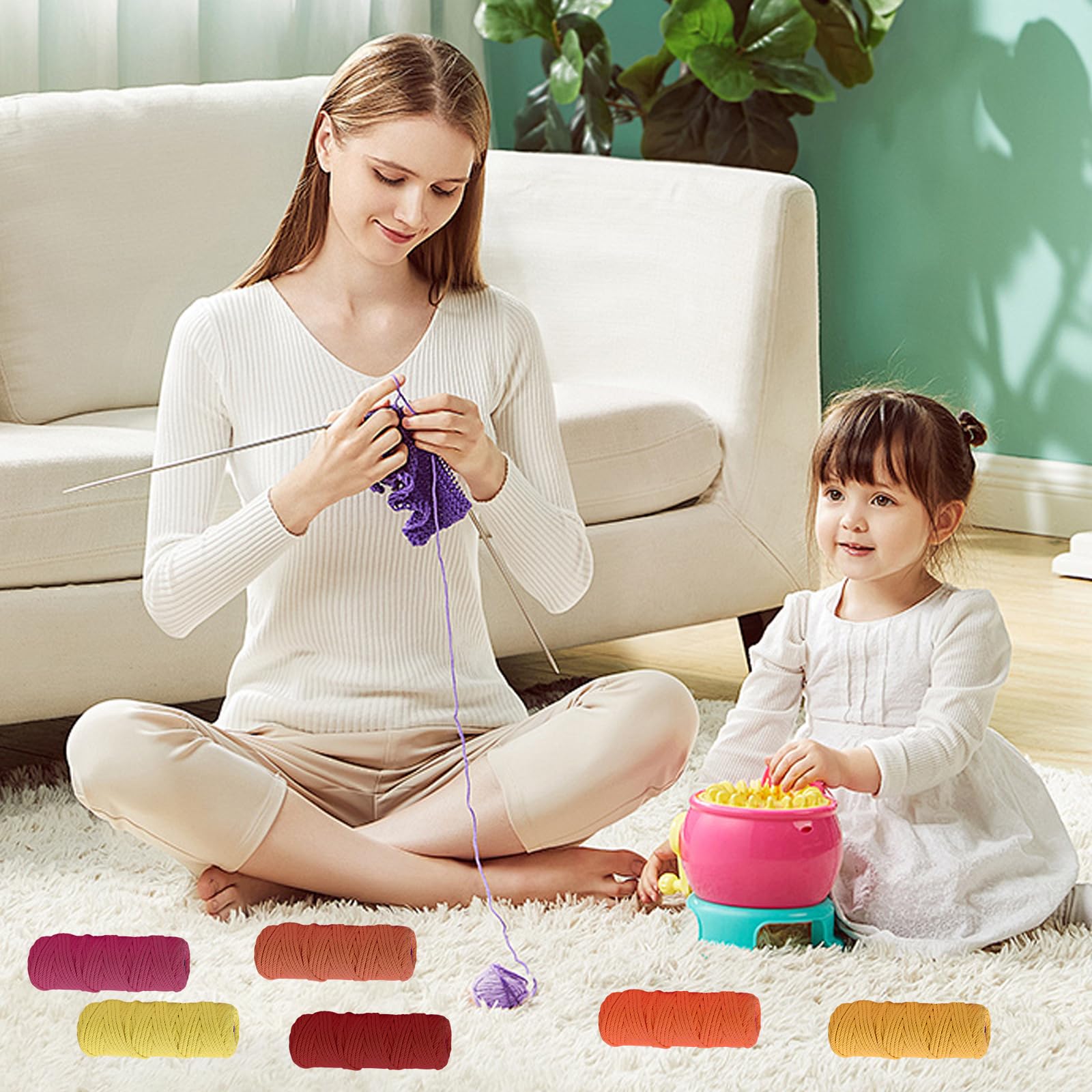 Juego de hilo de macramé de 3 mm x 30 m, 18 unidades de hilo de algodón de macramé, cuerda de algodón multicolor para manualidades, macramé, punto bohemio, decoración para salón, balcón (3 mm)