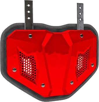 LeCool Football Back Plate - Lower Back Protection for Shoulder Pads - Hard Shell and Contoured Foam, Youth to AdultChrome Red