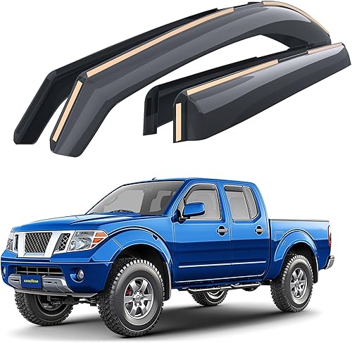 Goodyear GY003428LP - Deflectores de ventana inastillables para camiones, Nissan Frontier 2005-2021 Crew Cab, protectores de lluvia, viseras de