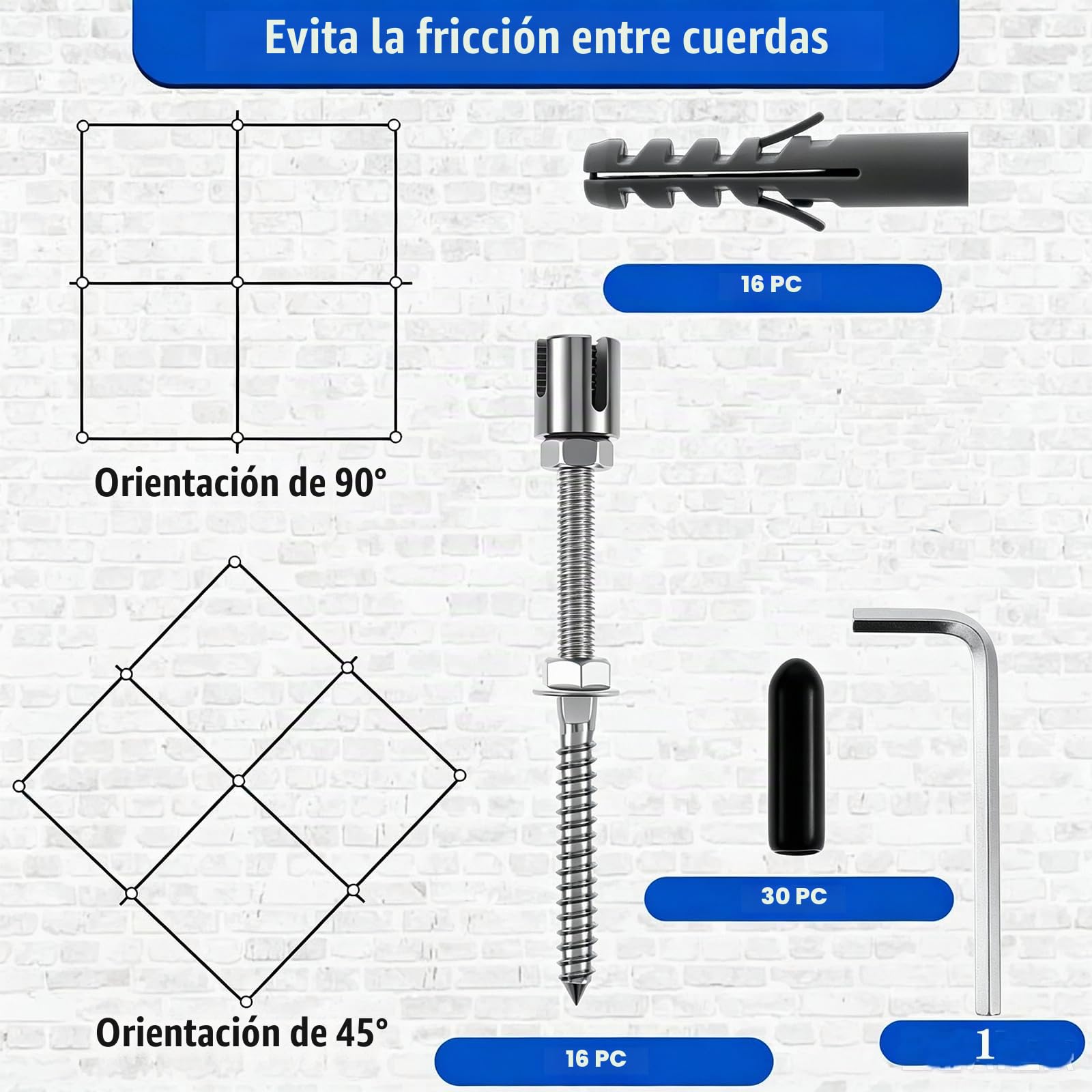 NEWFUN Enrejado de Alambre de Jardín para Plantas Trepadoras, 24 m, 16 Soportes, Soporte de Acero Inoxidable para Plantas Trepadoras como Rosas, Parras y Tomates, Soporte para Plantas Trepadoras