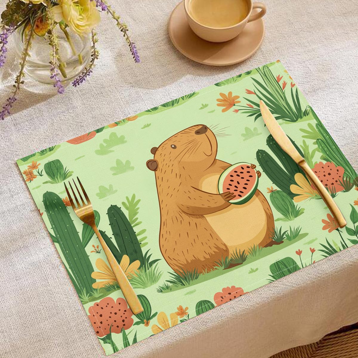 Set de table plantes tropicales lavable pour embellir vos repas conviviaux en famille