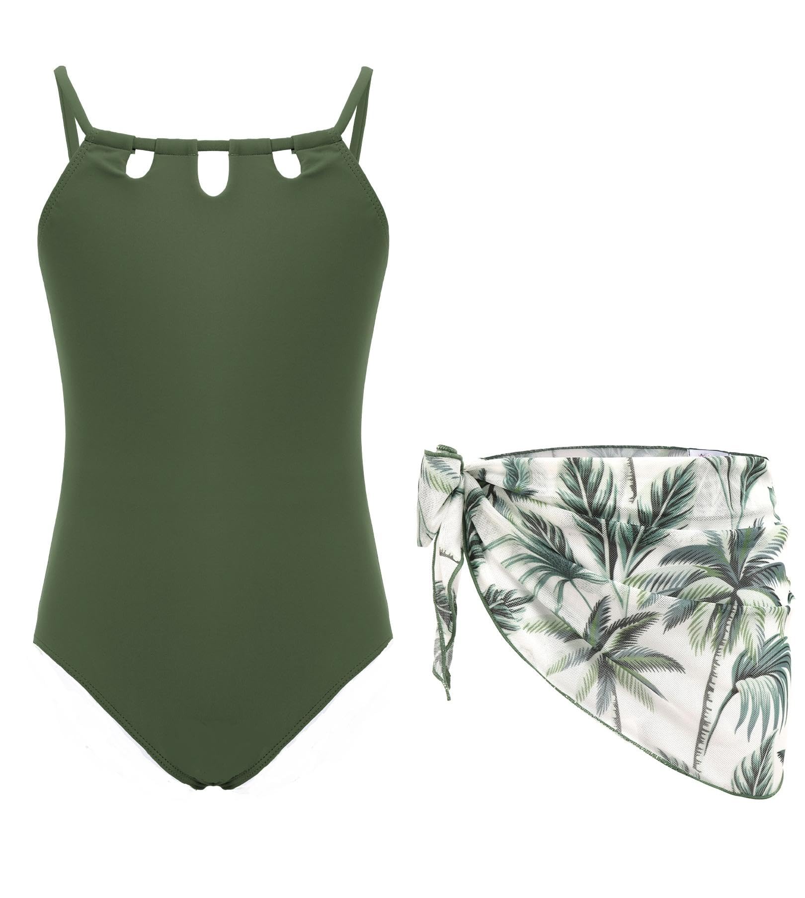 Arshiner Mädchen Badeanzug mit Rock Set Blumendruck Bademode Sommer Swimsuit Kinder Schwimmanzug für Mädchen 7-15 Jahre