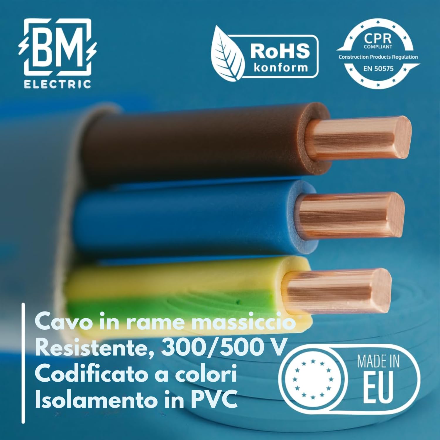 NYM Cavo 3 x 1,5 mm² YDYp - Cavo di alimentazione a 3 poli, cavo piatto 100 m, 10 × 5 mm, passacavo per finestre, cavo per ambienti umidi, conduttore in rame massiccio, 300/500 V