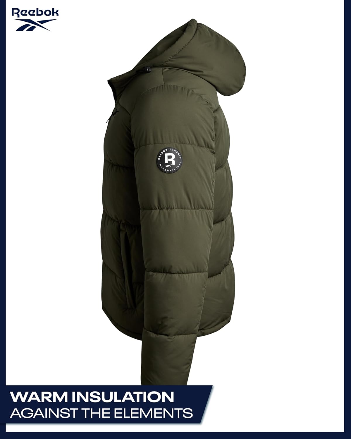 Reebok Mens Jacket - Weather Resistant Winter Jackets for Men Quilted Warm Coat Puffer Jacket with Hood and Pockets - Image 5