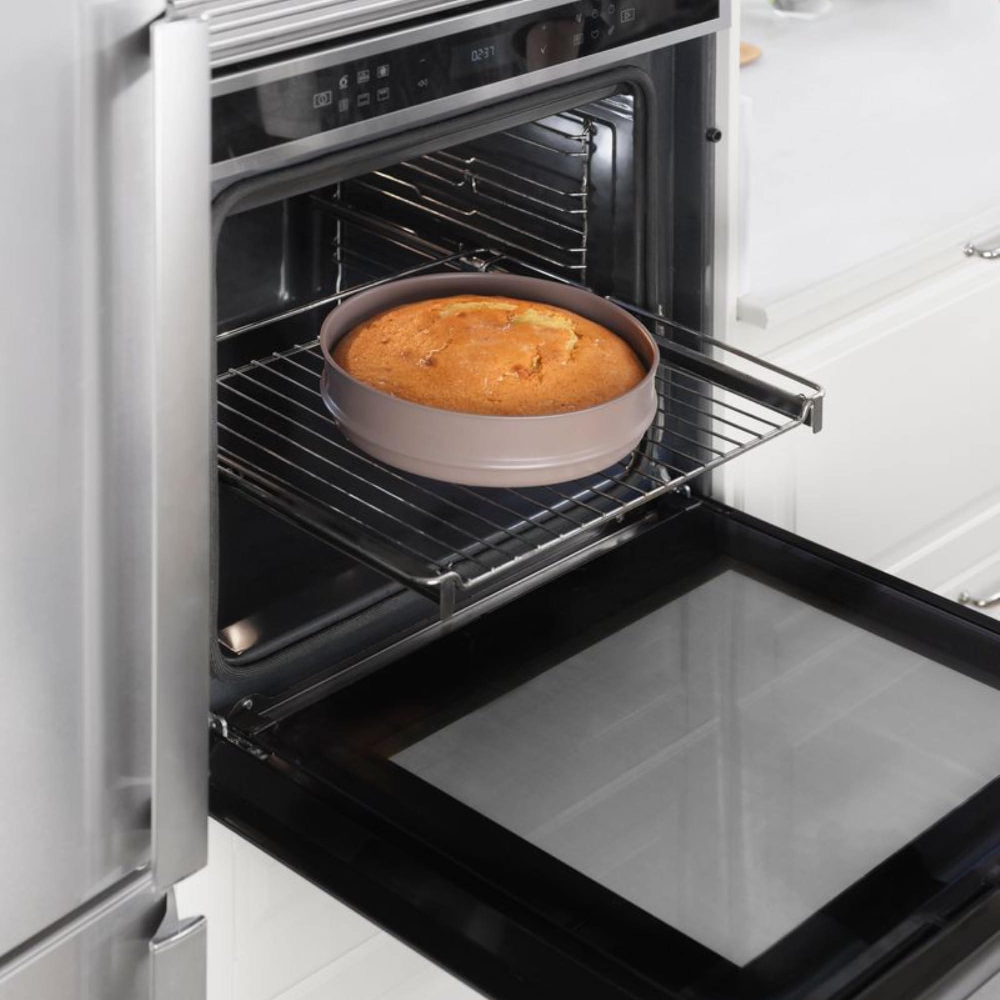 BRA Juego de 5 piezas de batería de cocina apilable antiadherente para placa de inducción con sartén de 24 cm, cazuelas altas y poco profundas, vaporera y tapa de vidrio templado. Juego de utensilios