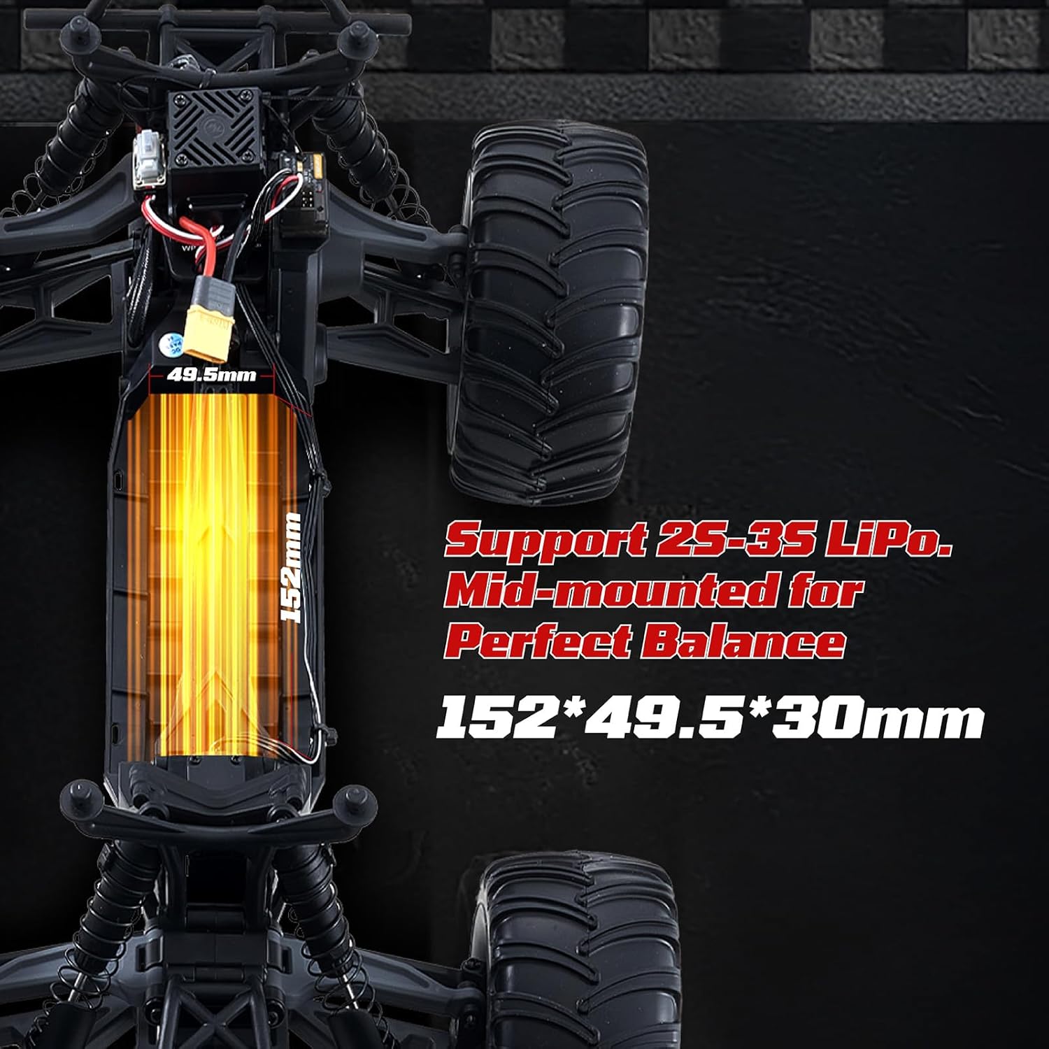 EAZYRC FMS 1/10 Ford F-100 Brushless RC Truck, 1973 Licensed RC Car for Adults, 55KM/H High Speed 2WD RC Crawler, Hobbywing 60A ESC & 3652 Motor, All-Metal Gears & Steel CVD Drive Shafts, RS (Black)