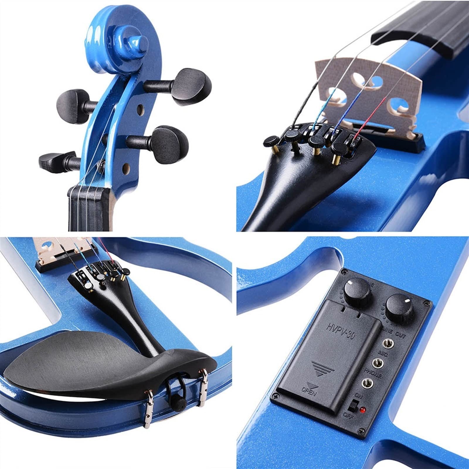 Violini per Studenti Student Fiddle 4/4 Violino Elettrico Full Size Solidwood Silent Fiddle Bridge String Brazilwood Bow Carry Case Professionale Violino