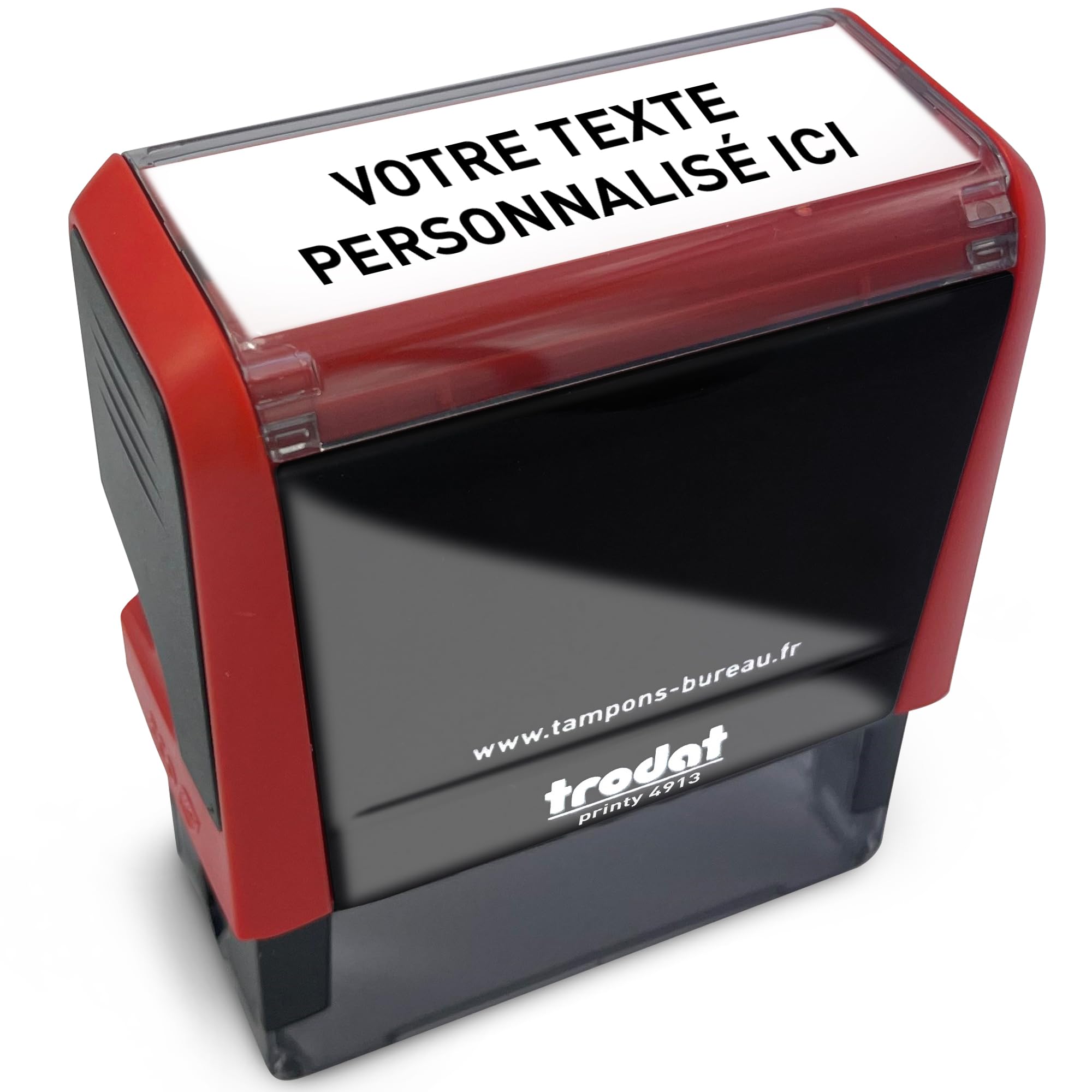 Tampon encreur personnalisable avec votre propre texte, Trodat Printy 4913, dimensions : 57x21 mm, pour 5 lignes de texte maximum, encre incluse, rechargeable