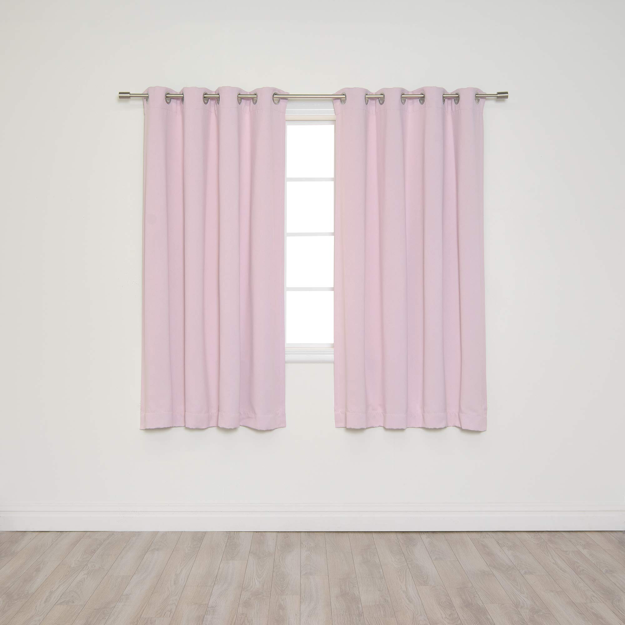 Best Home Fashion Thermal Insulated Blackout Curtains - Stainless Steel Nickel Grommet Top - Baby Pink - 52