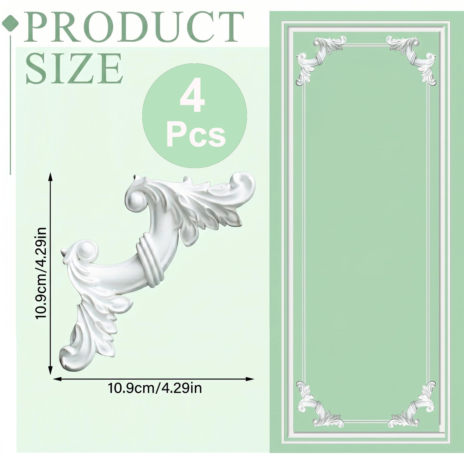 4 PCS Angolari Decorativi per Pareti E Soffitti in PU Modanature Angolari 3D con Decorazioni Floreali Profili Decorativi Verniciabili per Cornici E Angoli Elegante Finitura