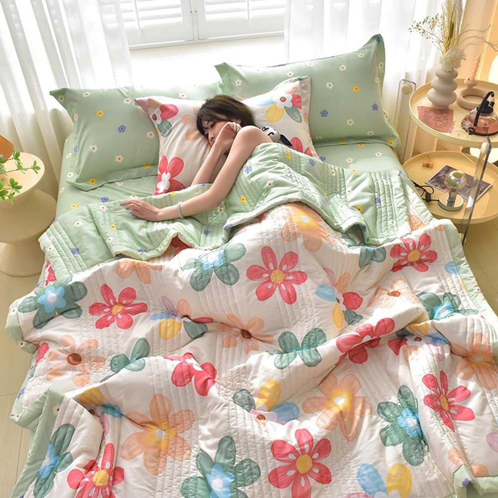 JORTUIO Edredón Nórdico Verano Colcha Fina Cama 150 Edredón Cama Estampado Algodón Microfibra Estilo Edredón Cama Nórdico Colchas Funda Cama (Color : #4, Size : 180x200cm/71x79in)