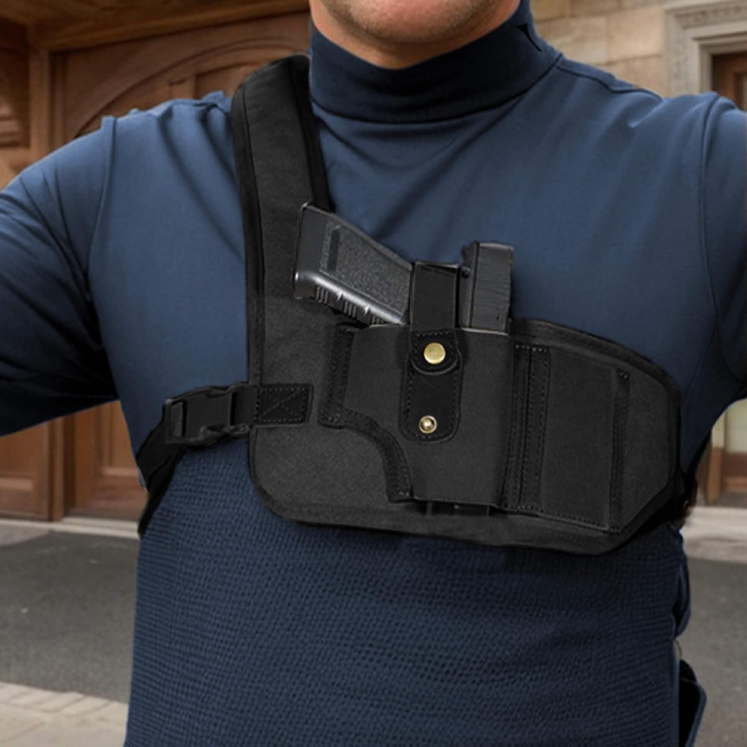 Chest Holster, Shoulder Holster for Men and Women Right Hand, Canvas and Leather Adjustable