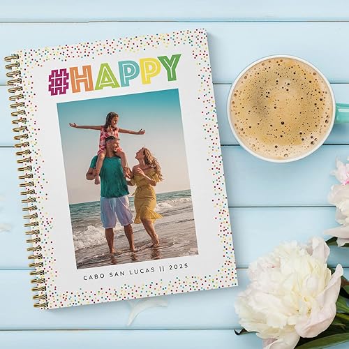 Miniatura 5 de Cuaderno de confeti con fotos personalizadas, diario feliz de 8.5 x 11 pulgadas, 120 páginas, varios diseños de papel, tapa blanda laminada
