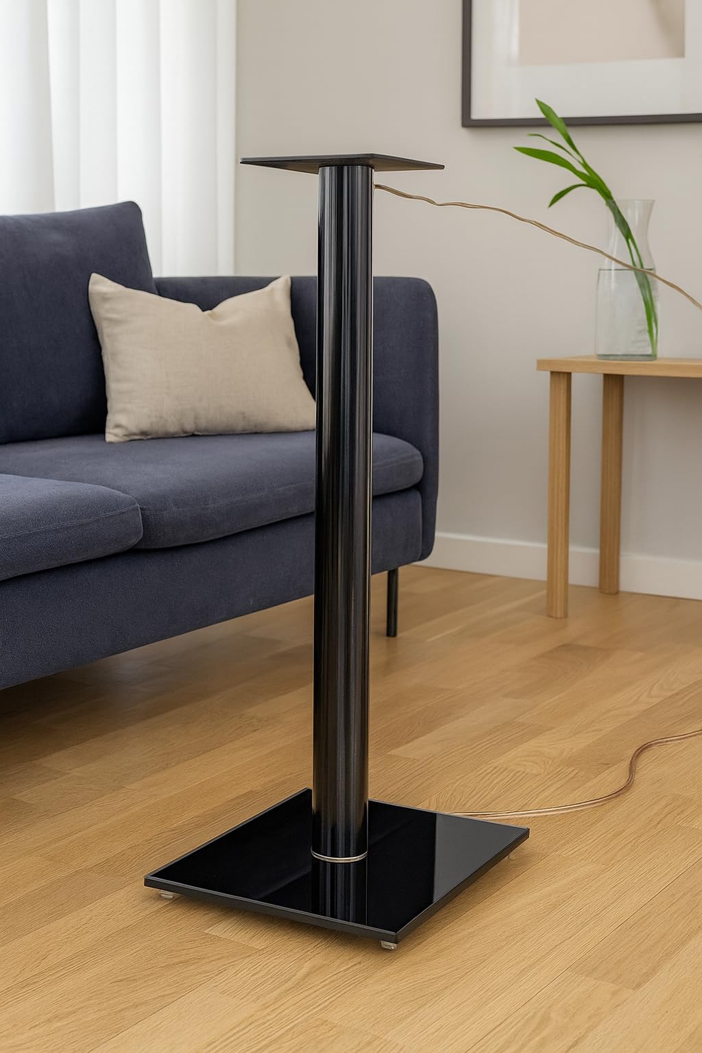 Sonorous SP100-80 Nero – Supporti da Pavimento per Diffusori 80 cm (Coppia) | Alluminio e Vetro Temperato | Fino a 20 kg per Supporto | Gestione Cavi Integrata.