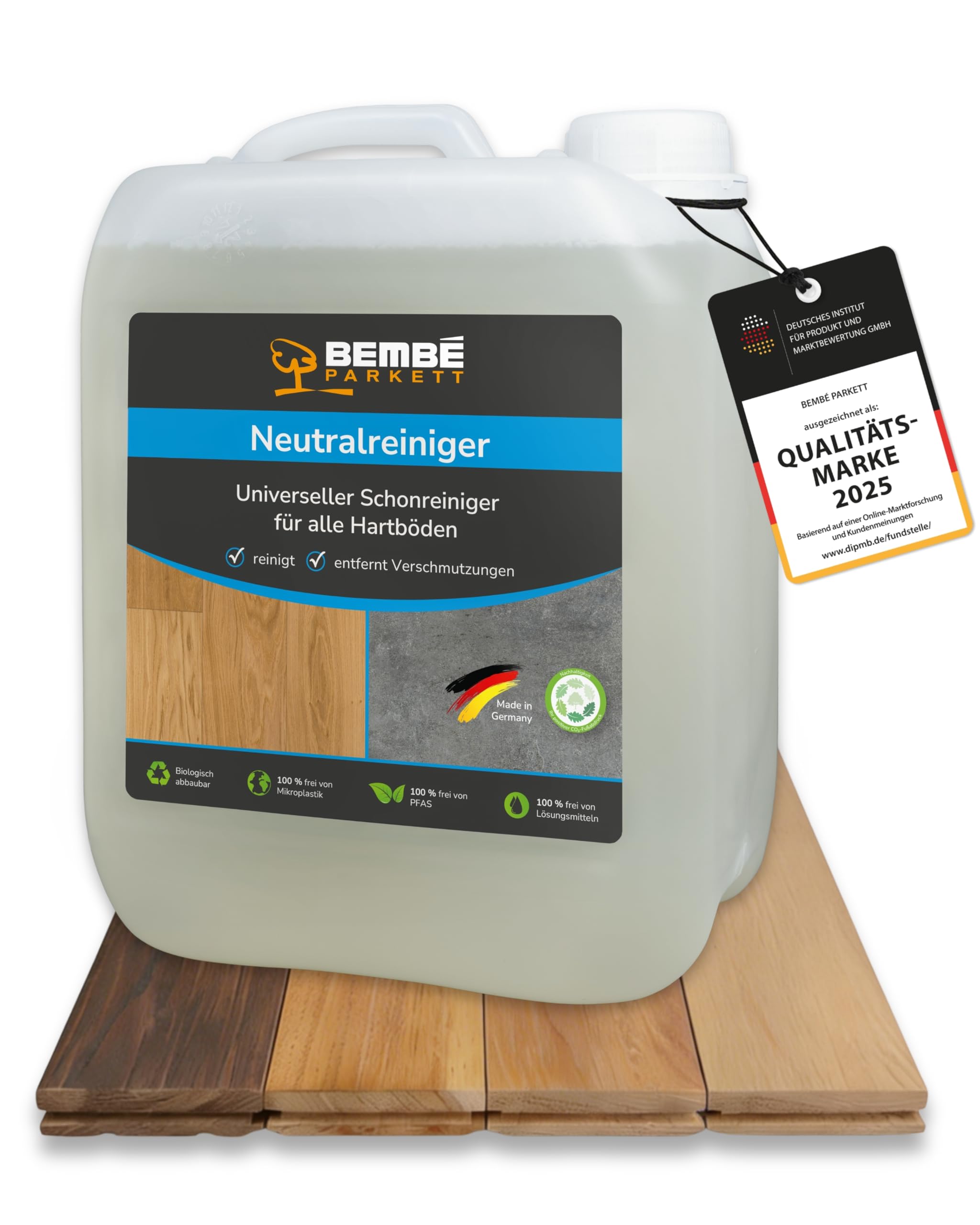 Bembé Neutralreiniger I 5 Liter I Universeller Bodenreiniger für alle Hartböden I pH neutraler Schonreiniger I Streifenfrei ohne Nachreiben I biologisch abbaubar & frei von Mikroplastik