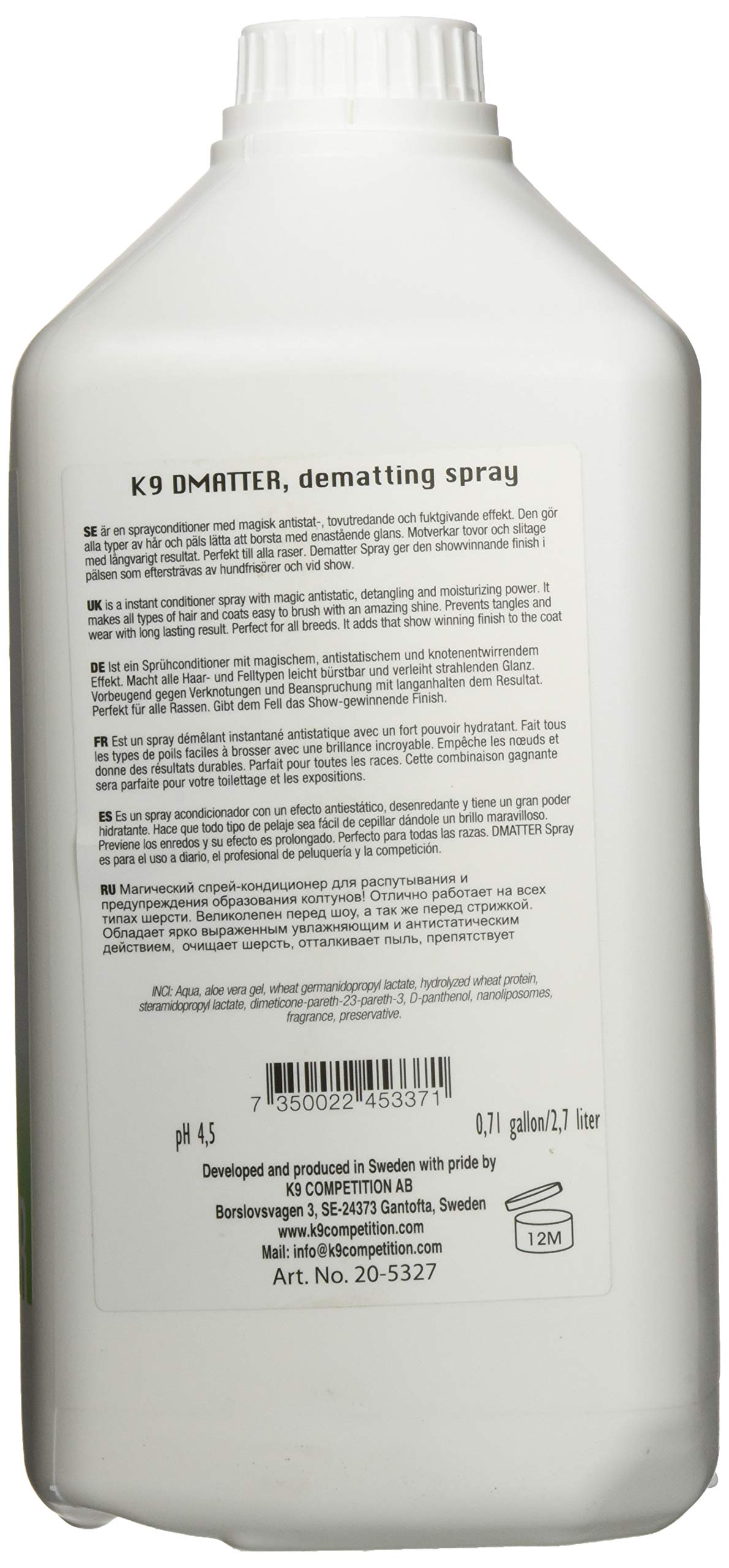 K9 Démêlant pour Chien Dmatter 2,7 L