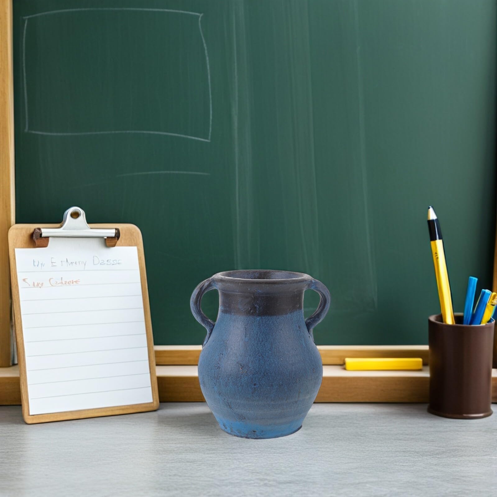 SOLUSTRE Rustykalny Wazon Ceramiczny Boho z Uchwytami Dekoracyjny Model Do Nauki Rysunku dla Początkujących Estetyczny Pojemnik Świeże i Suszone Kwiaty Praktyczna Pomoc Artystyczna