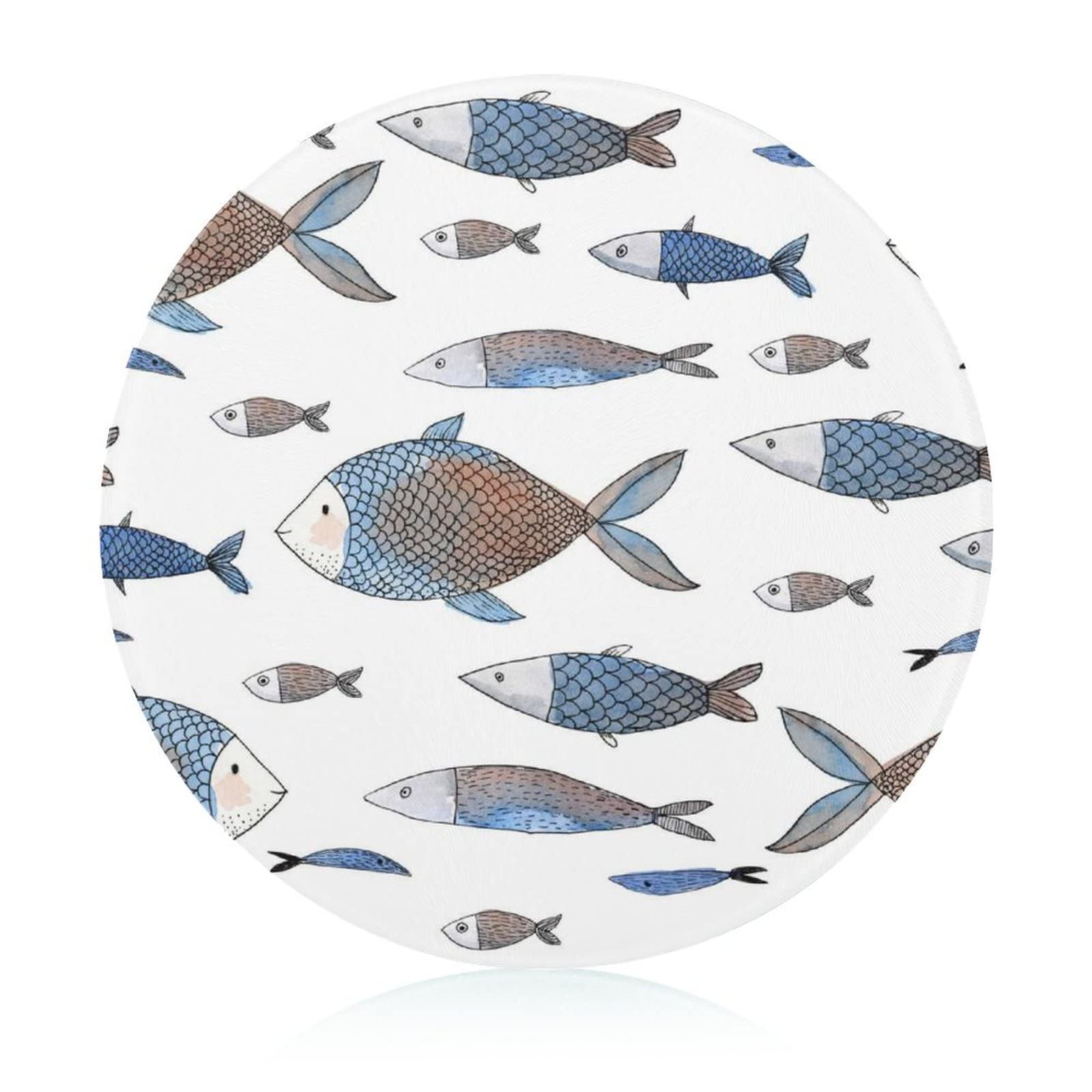 Planche à découper poisson aquarelle 20 cm pour cuisine saine