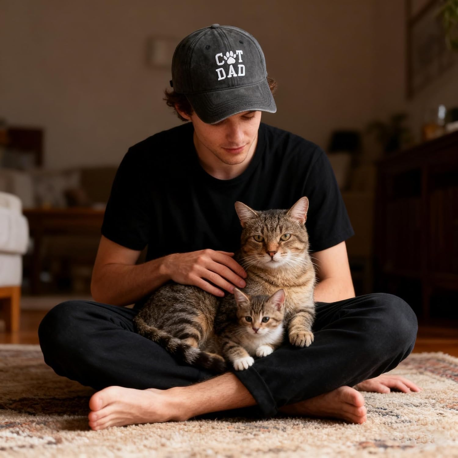 Embroidered Vintage Washed Cotton Baseball Cap, Adjustable Unisex Pet Dad Hat for Men Women Outdoor Casual Gift - Image 3