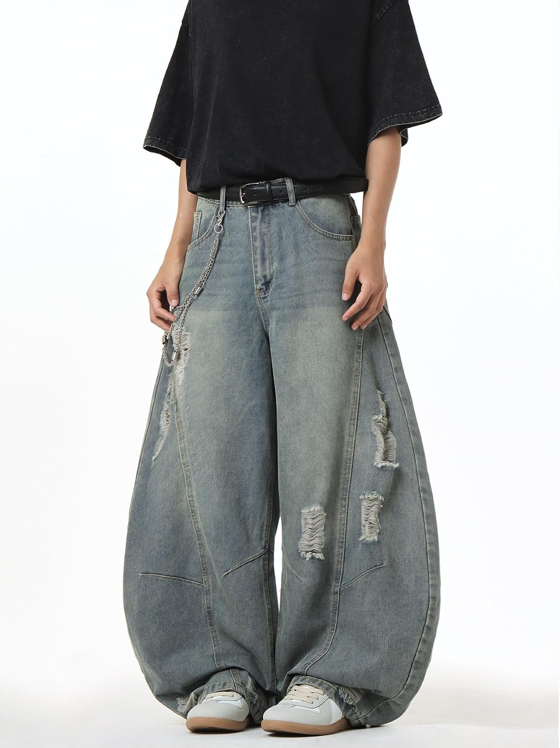 Men's Baggy Jeans Wide Leg Denim Pants Loose Fit Casual Trousers Skater Jeans for 2026