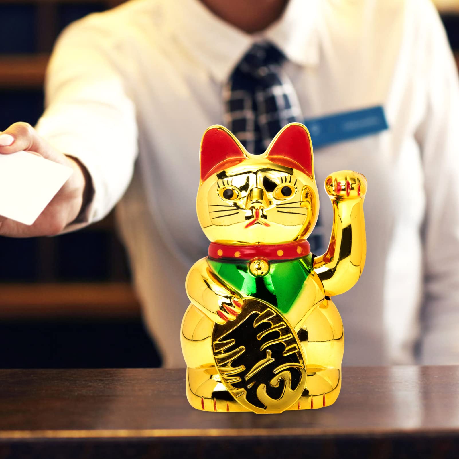 PRETYZOOM 5St Glückskatze Dekoration Maneki Thekendekor goldene Verzierungen Mini- für den einzug buisiness Winkende Handpfote nach Oben Katze Haushalts-Desktop- Plastik