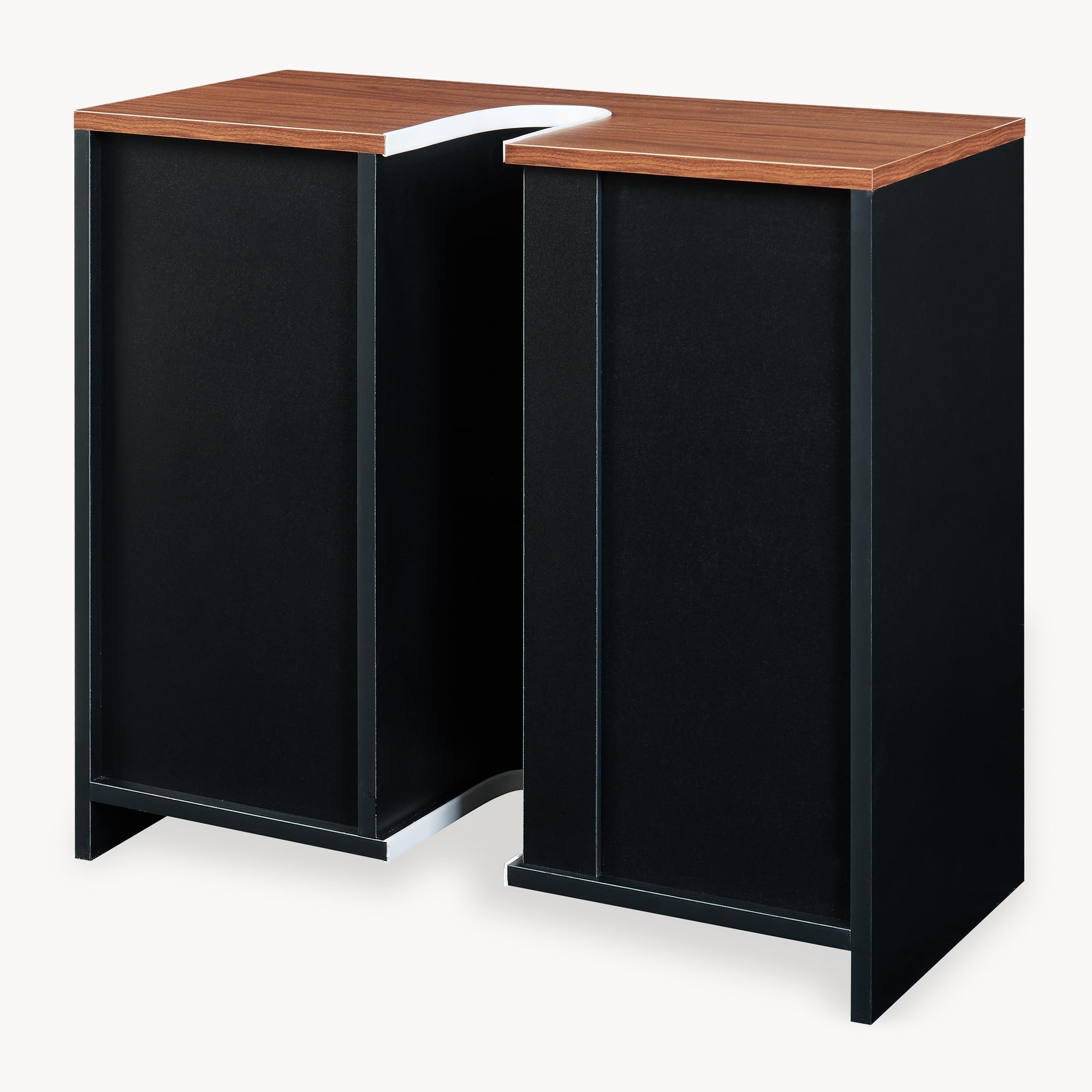 [en.casa] Mobile Sottolavabo da Terra con Anta Armadio da Bagno Sotto Lavandino con Scomparto Chiuso Ritaglio Sifone e 3 Ripiani Vani Aperti Lavanderia 60 x 66 x 30 cm - Nero/Effetto Noce