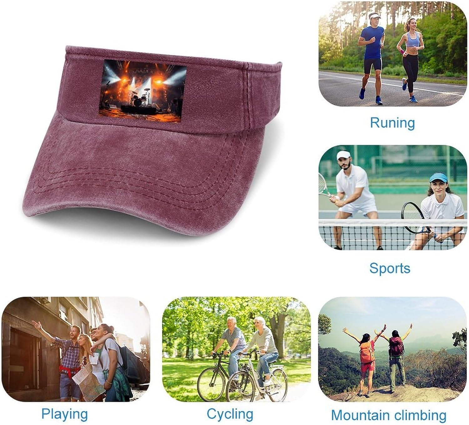 Sport Sun Visor Hats Adjustable Rock Concert Stage Empty Top Baseball Cap for Women and Men Outdoor Activities