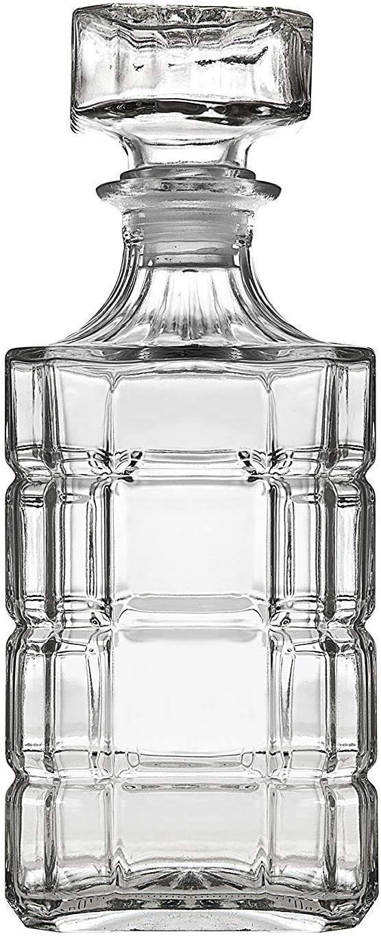 KAHAAN Glass Whiskey Decanter, 1000ml - Decanter for Whiskey, Wine, Alcohol, Rum, Scotch, Liquor, Transparent, Set of 1, Square Large Decanter for Gift - Clear. 1
