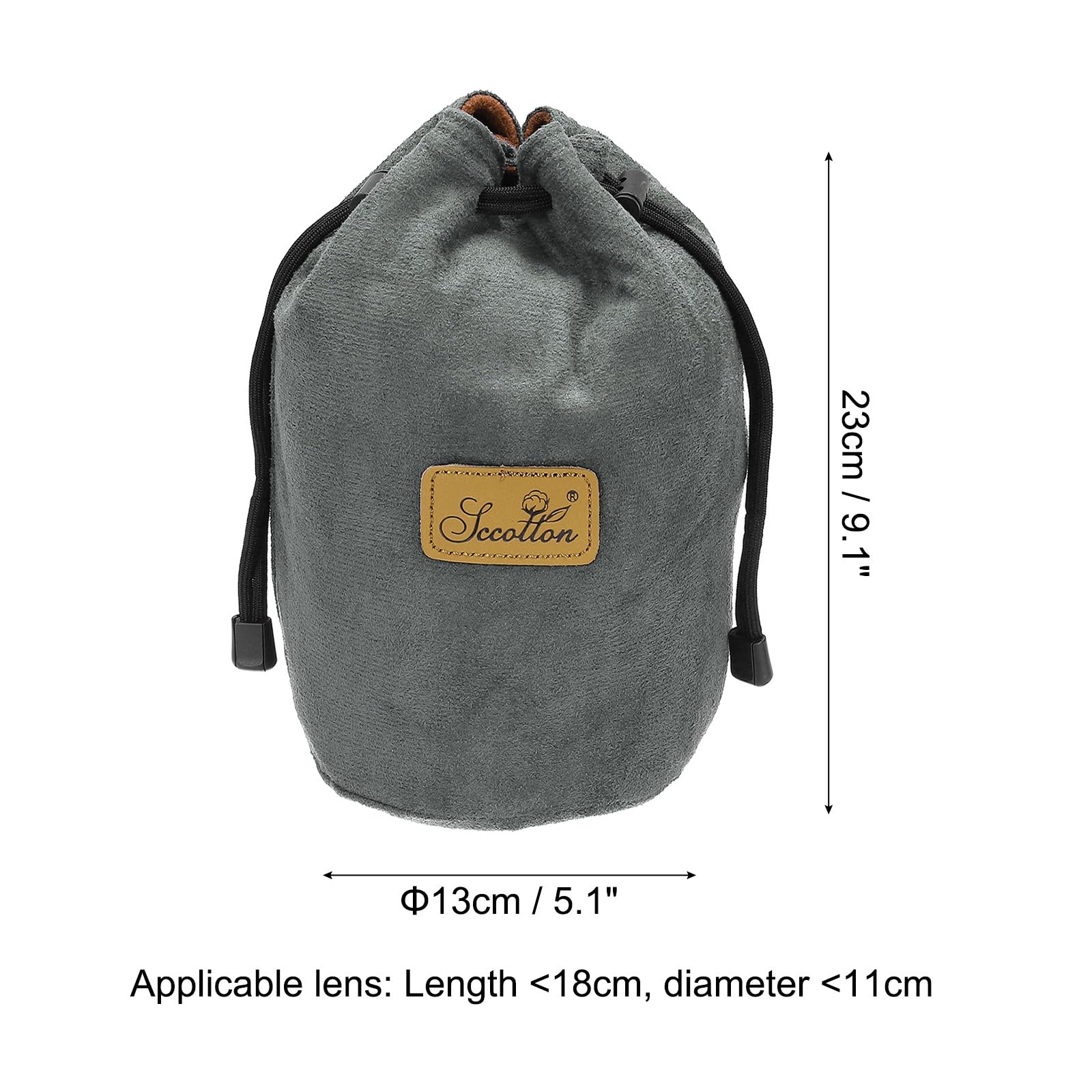 PATIKIL Pochette Souple pour Appareil Photo, Taille M, Étui de Protection Antichoc avec Cordon de Serrage en Flanelle Compatible avec Les Objectifs d'Appareil Photo Nikon, Gris (Rond)