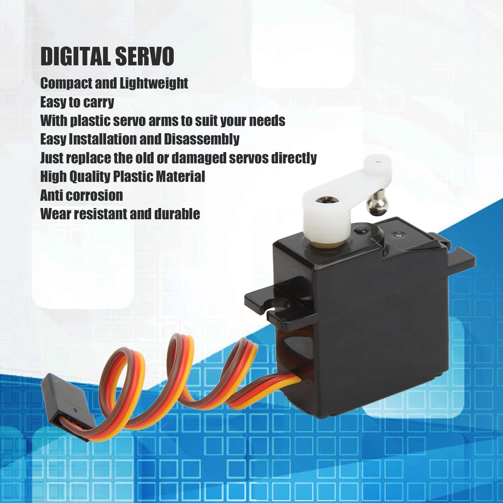 Leapiture Digital Servo Mini Digital Servo Steering Gear with Arm Sensitive Plastic Low Noise for WLtoys 124016 124017 144010 1/14 RC Cars - Image 4