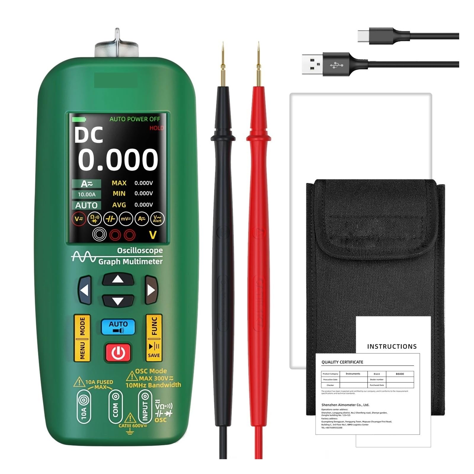 Handoszilloskop, 2-in-1-Hand-Digitaloszilloskop, professionelles Multimeter und Schaltkreistester