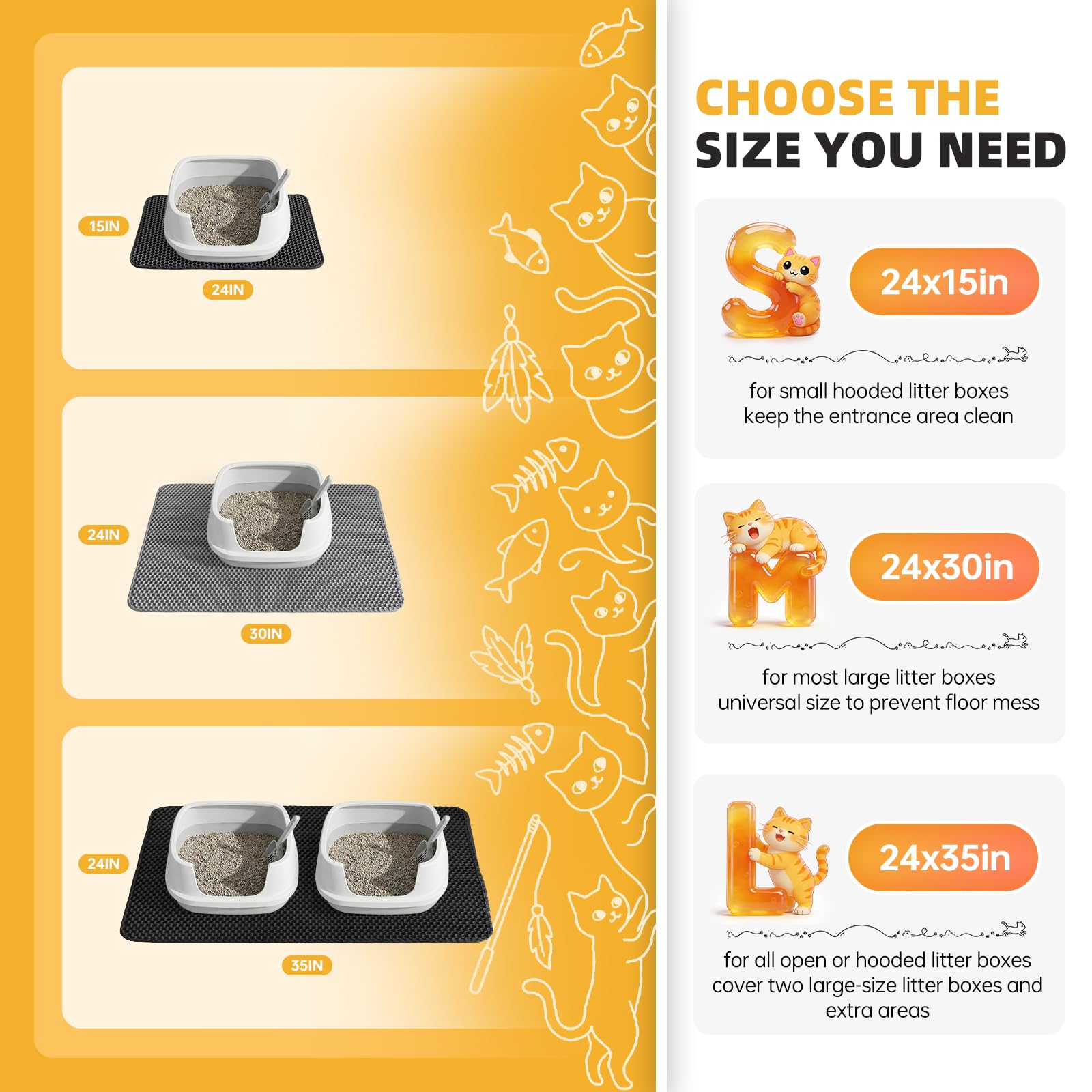 Cat Litter Mat 24x15 Inches, Honeycomb Double Layer Litter Trapping Mat, Waterproof Leakproof Urine Proof Cat Litter Box Mat for Cat Litter Box Area, Floor, Kitty Litter Rug - image 2