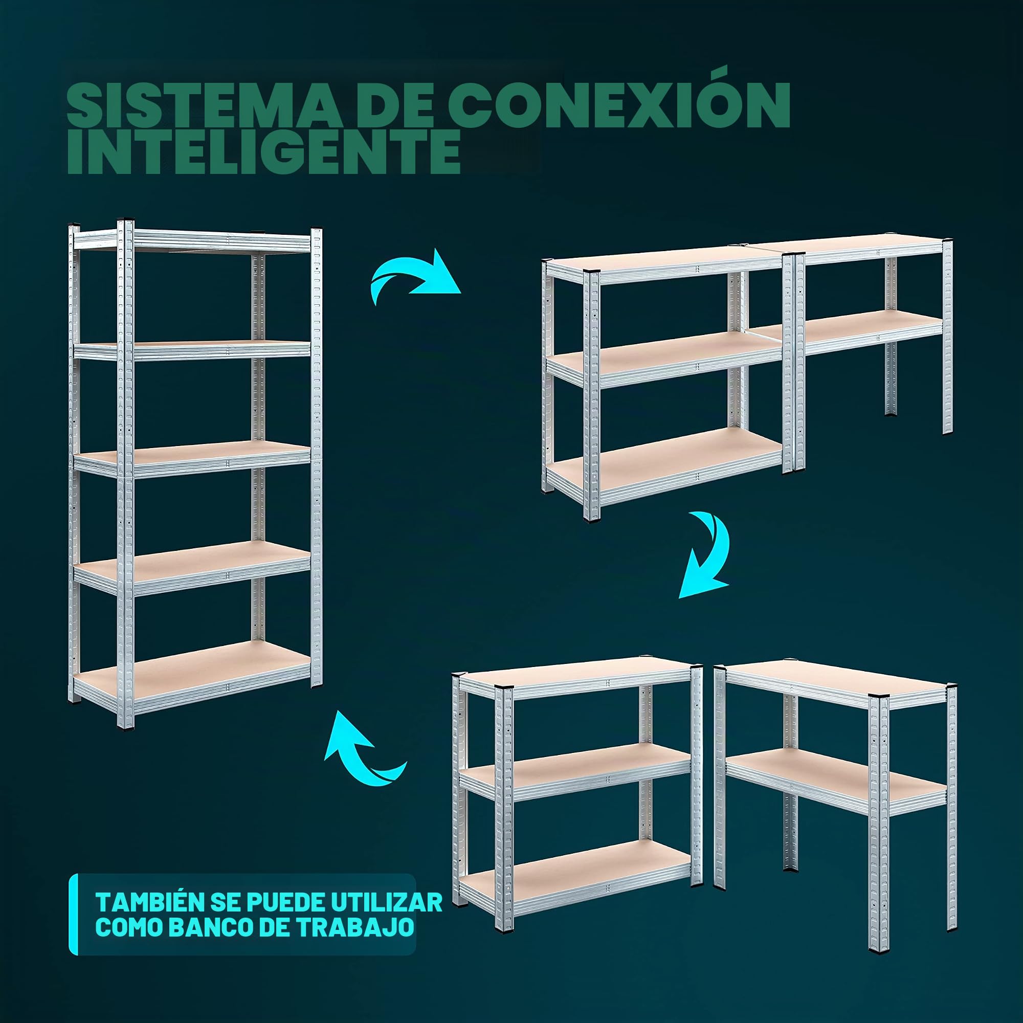 Monzana® Estantería Metálica Almacenaje 180x90x40cm 875kg 5 Estantes Altura Ajustable MDF Metal Galvanizado Taller