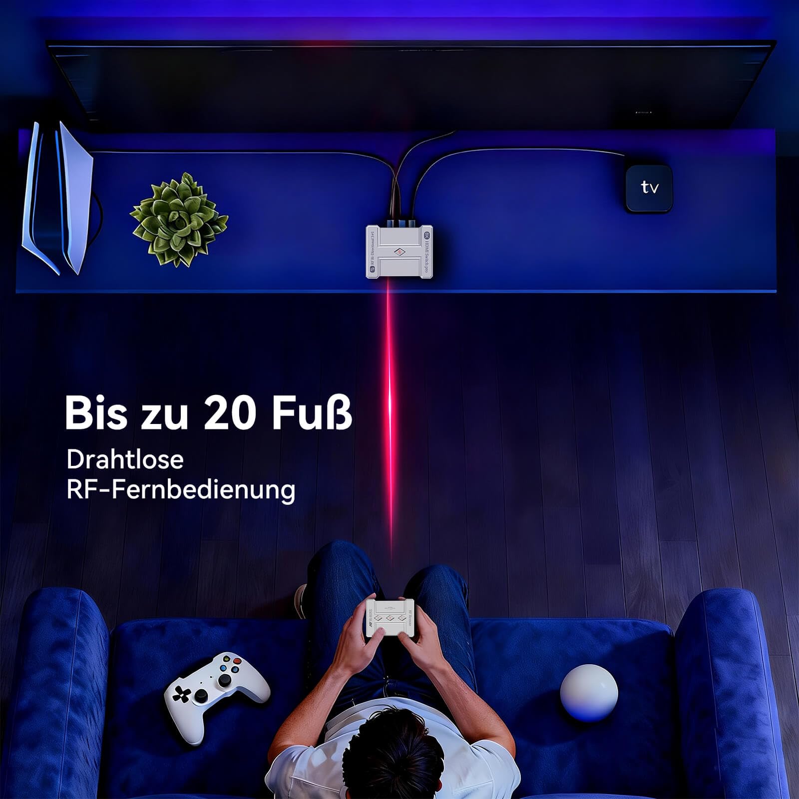 8K HDMI 2.1 Switch mit 5Ft HDMI Kabel, 8K@60Hz Aluminium HDMI Switch 3 in 1 Out, HDMI Splitter 1 in 3 Out Unterstützt 3D, HDCP2.2, HDR10, 18 Gbit/s für Fire Stick, PS5, Xbox, DVD, Blu-Ray | 8K@60Hz, HDCP, HDR+, Dolby Atmos, Fernbedienung, 3-in-1 Out & 1-i
