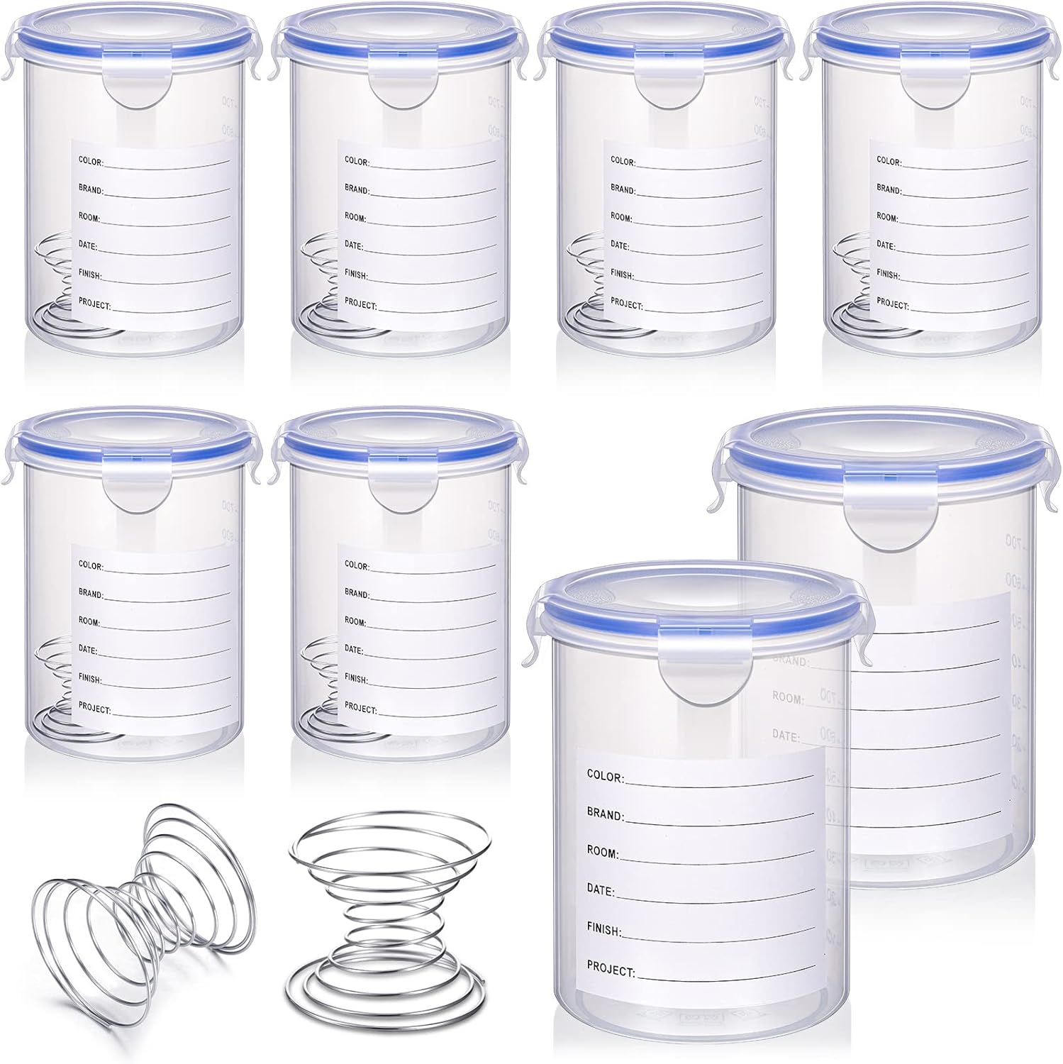 Remerry 8 Sets Paint Container with Stainless Steel Mixing Ball Touch up Storage Cups with Lids Paint Containers Storage Airtight for Repainting (1000 ml)