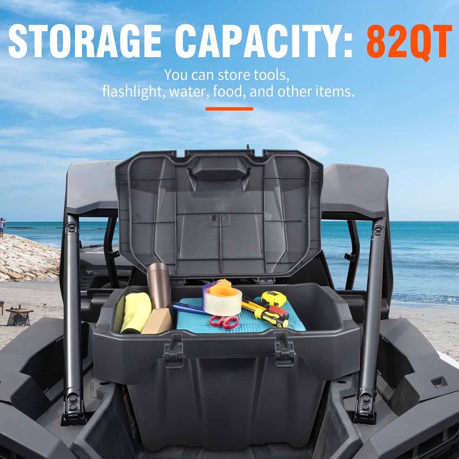 82 QT Forward Cargo Box Compatible with 2024+ Polaris RZR XP 1000/ XP 4 1000 Accessories UTV Water Resistant Forward Cargo Storage Box with Two Lockable Latches Replacement for 2889611