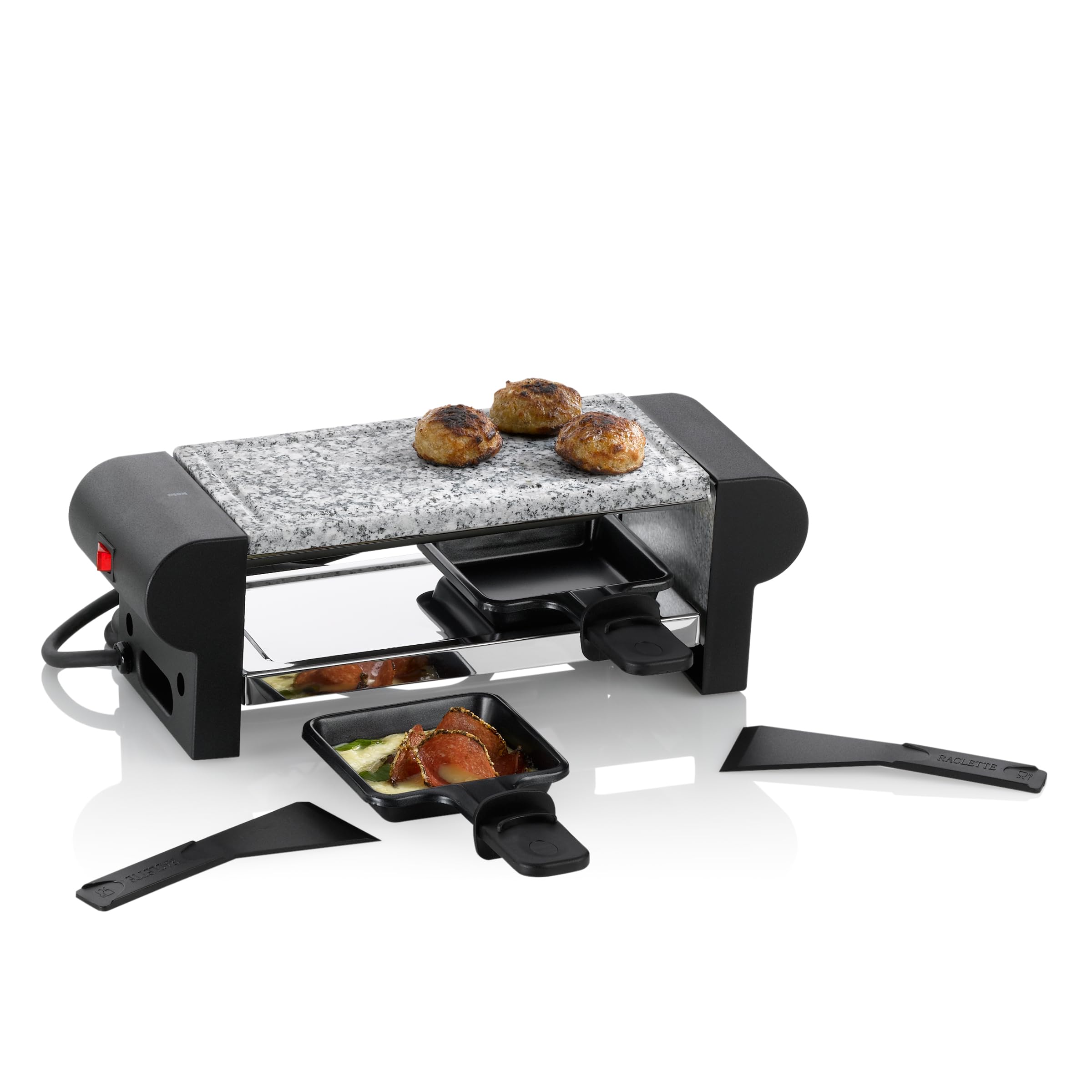 kela 66493 raclette z granitową płytką, dla 2 osób, 350 W, 230 V, splügen, czarny, 1 szt. w opakowaniu