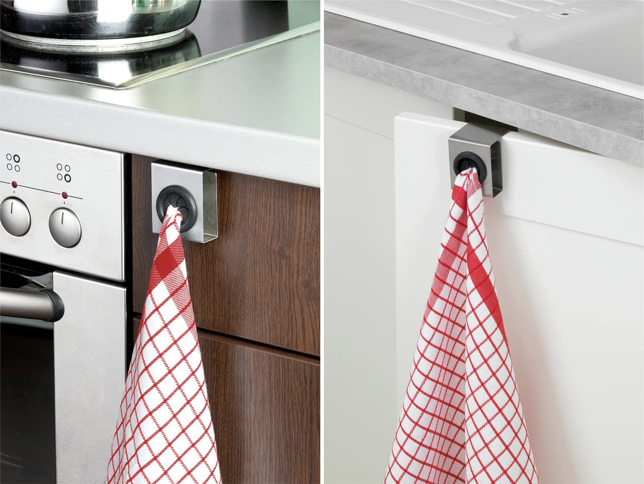 WENKO Gancio sopraanta Push inox satinato, Acciaio inossidabile, 5 x 6 x 4 cm