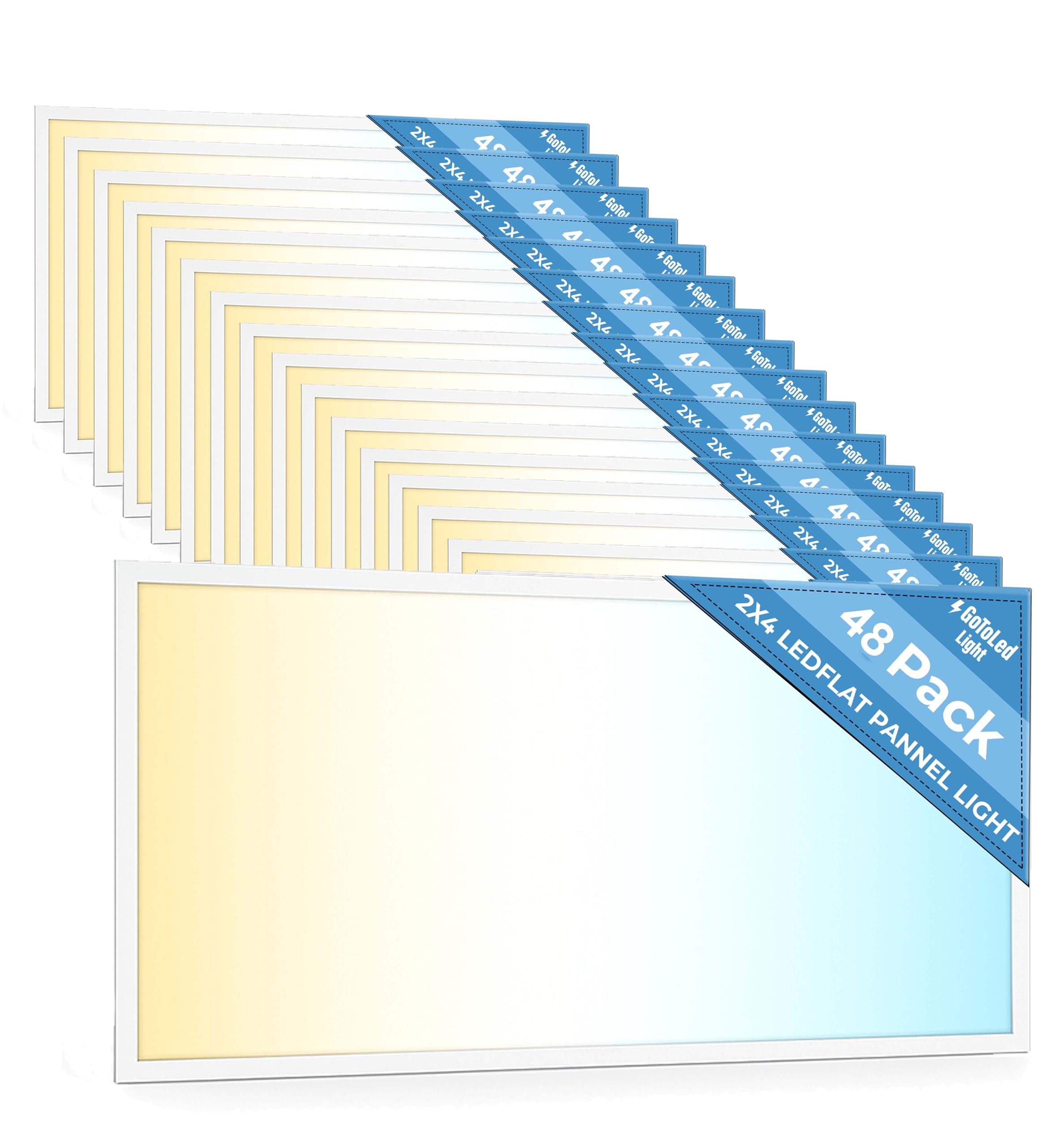 GoToLed Light 2x4 LED Light Flat Panel, 30-72W, 5 CCT 3K|3.5k|4K|5K|6.5K, Dimmable Recessed Drop Ceiling Lights, 3750/5000/6250/7500/9000 Lumen,Lay in