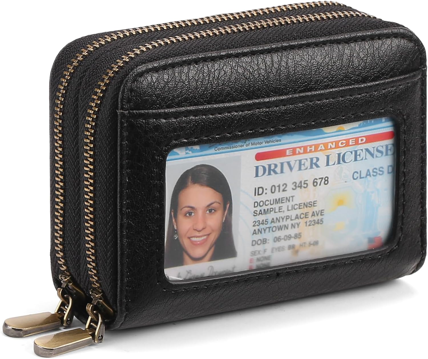 SENDEFN Leather Credit Card Holder Small Wristlet Woman Wallets RFID Blocking Double Zipper with ID Window - Image 6