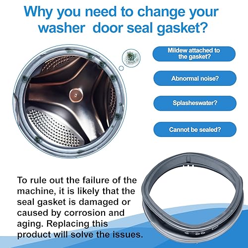Miniatura 7 de Sello de arranque de junta de puerta de arandela mejorado 4986ER0004F compatible con la junta de lavadora LG Kenmore, piezas de sello de puerta de